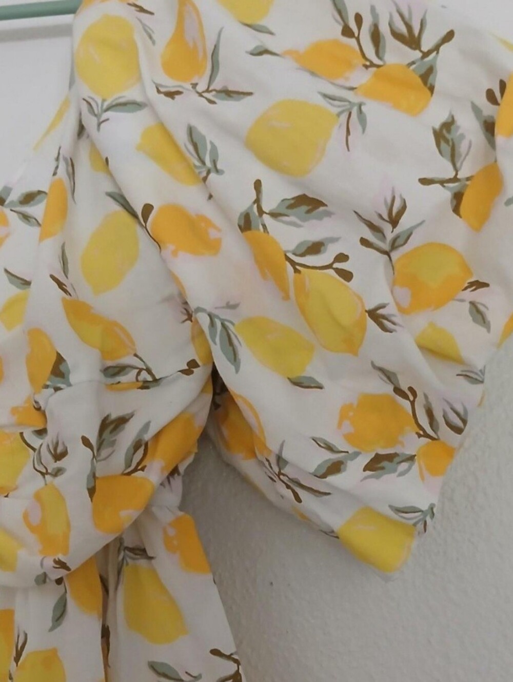 Trixxi White Dress with Yellow Lemon Print and Puff Sleeves Size L - Picture 5 of 9